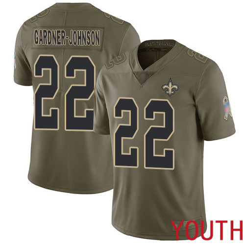 New Orleans Saints Limited Olive Youth Chauncey Gardner Johnson Jersey NFL Football #22 2017 Salute to Service Jersey